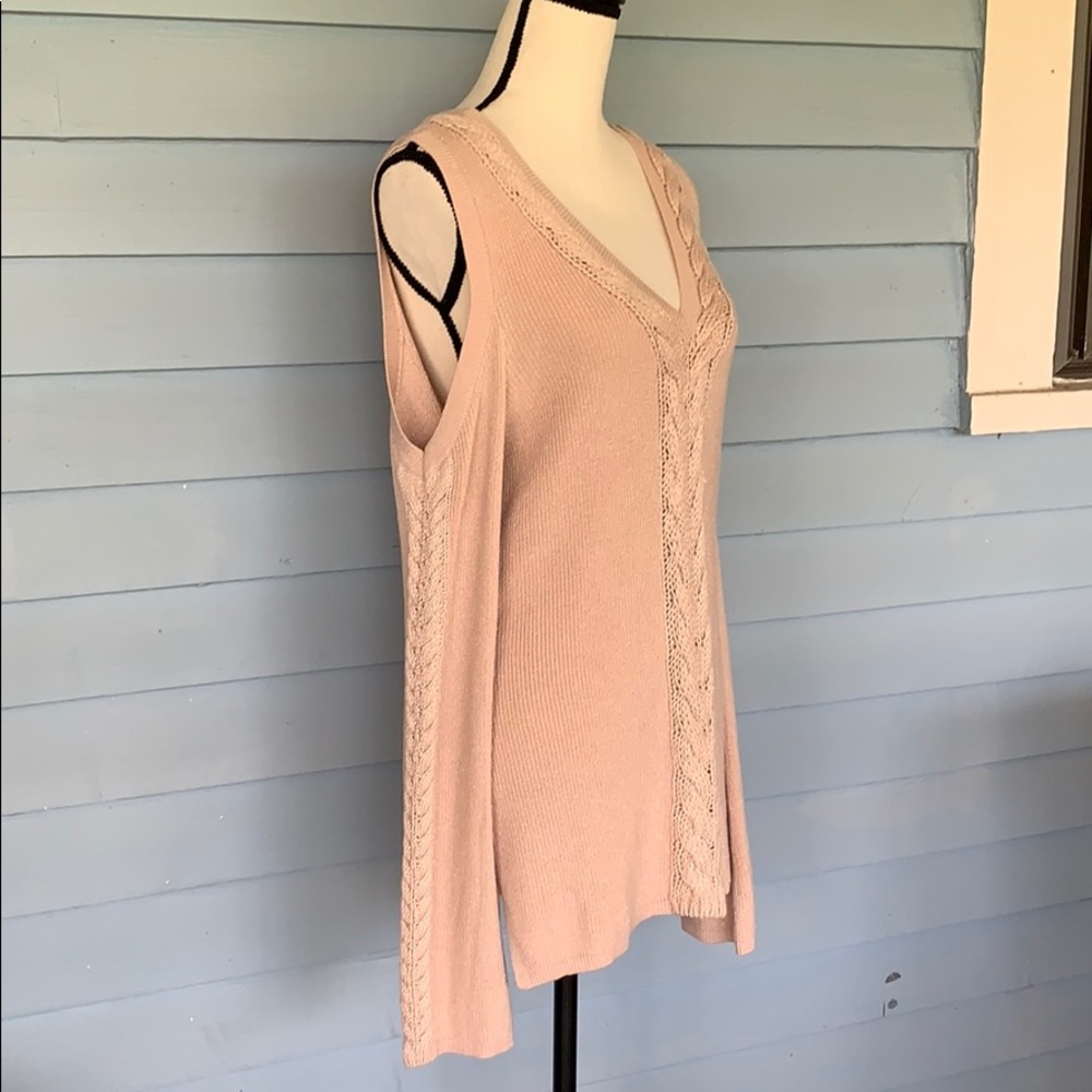 WHBM Braided Detail Cold Shoulder Sweater Top - Picture 10 of 16